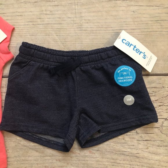 Carter's Baby Girl Floral Summer Outfit w Stretchy Shorts, Size 3 Months, NWTs - Picture 3 of 7